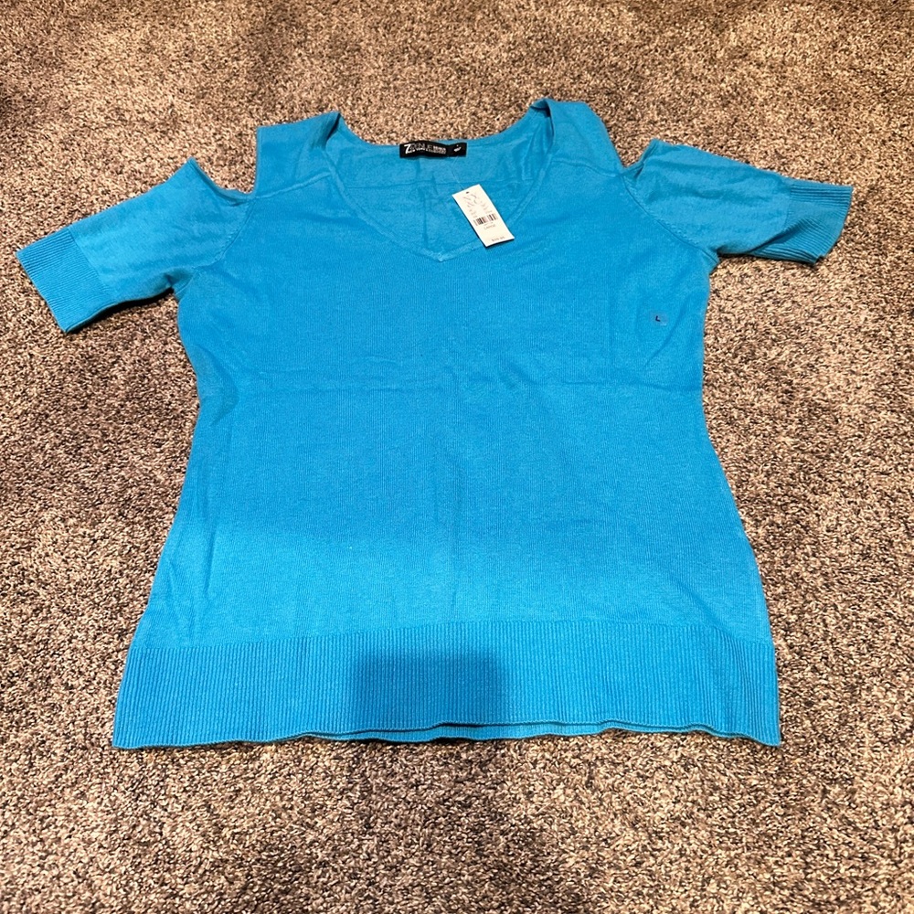 New York and Company new blue off shoulder shirt